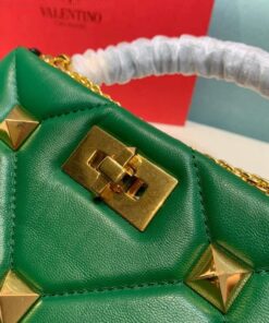 Replica Valentino 0097S Small Roman Stud The Handle Bag In Nappa Green 2