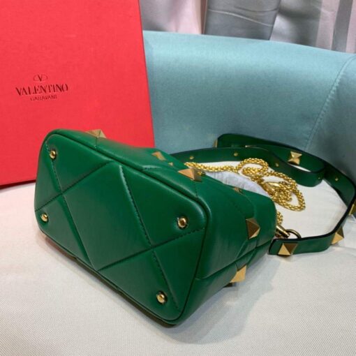 Replica Valentino 0097S Small Roman Stud The Handle Bag In Nappa Green 5