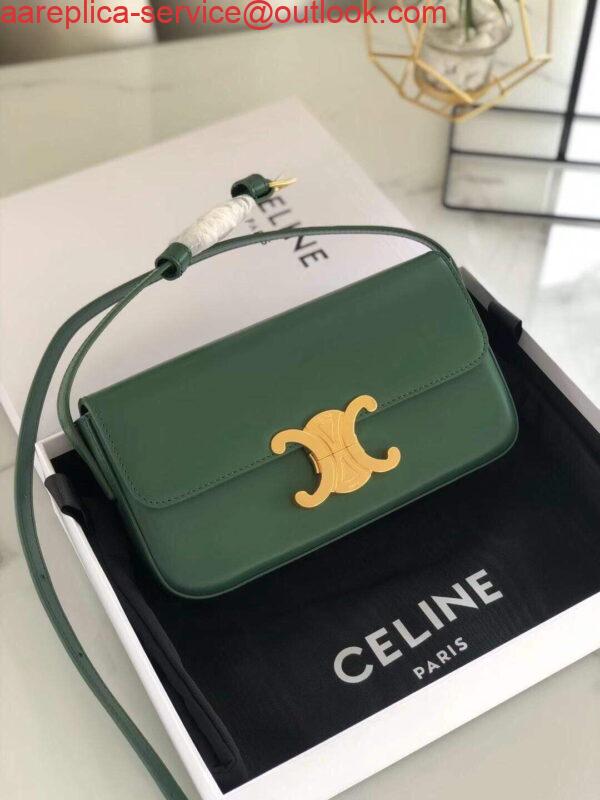 Replica Celine 194143 Triomphe Shoulder Bag in Natural Calfskin Green 5