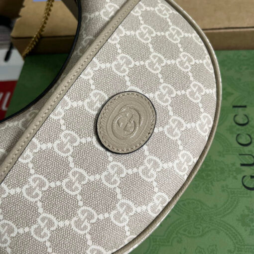 Replica Gucci 726843 GG half-moon-shaped mini bag Oatmeal 4