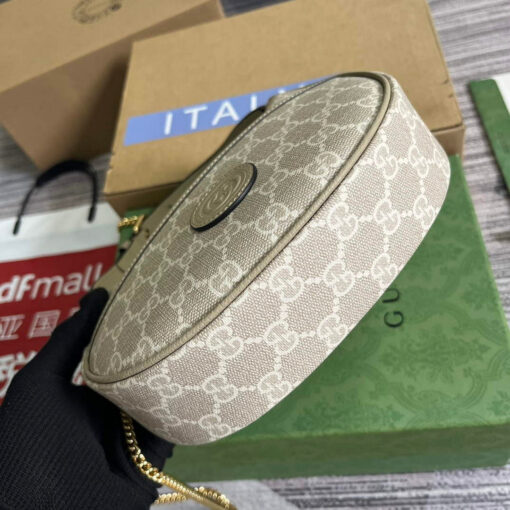 Replica Gucci 726843 GG half-moon-shaped mini bag Oatmeal 5