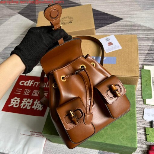 Replica Gucci 702101 Bamboo backpack Brown 6