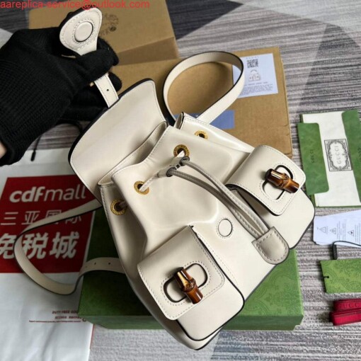 Replica Gucci 702101 Bamboo backpack white 6