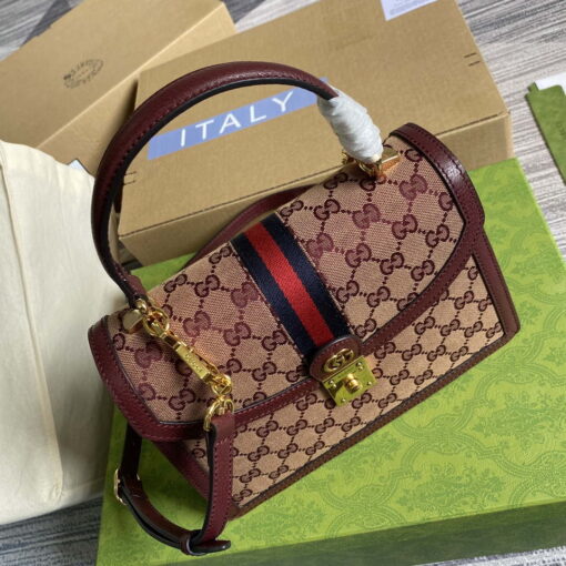 Replica Gucci 651055 Ophidia GG small top handle bag Wine Red 2