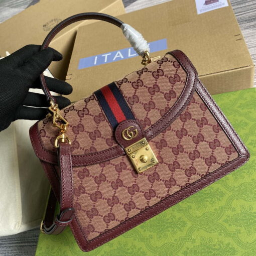 Replica Gucci 651055 Ophidia GG small top handle bag Wine Red 3