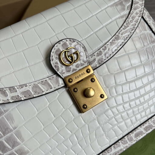 Replica Gucci 651055 Ophidia GG small top handle Crocodile Leather bag White 4