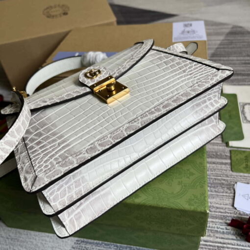 Replica Gucci 651055 Ophidia GG small top handle Crocodile Leather bag White 5