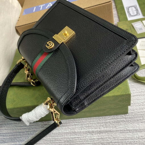 Replica Gucci 651055 Ophidia GG small top handle Leather bag Black 2