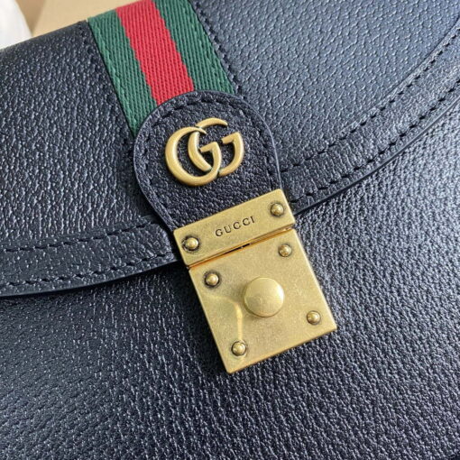 Replica Gucci 651055 Ophidia GG small top handle Leather bag Black 5