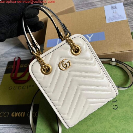 Replica Gucci 696123 GG Marmont Matelassé Mini Bag White 3