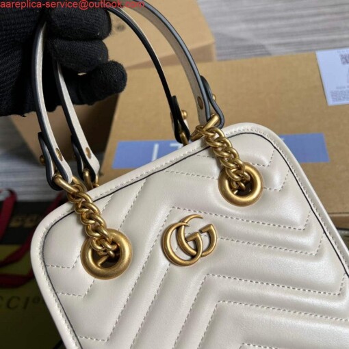 Replica Gucci 696123 GG Marmont Matelassé Mini Bag White 5