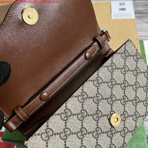 Replica Gucci 724713 Gucci Horsebit 1955 mini bag Beige and Brown 7