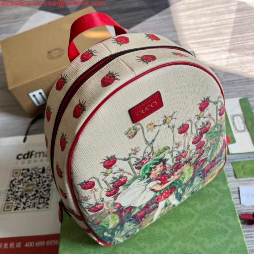 Replica Gucci 433578 Children's Fairy Print Backpack Red 6