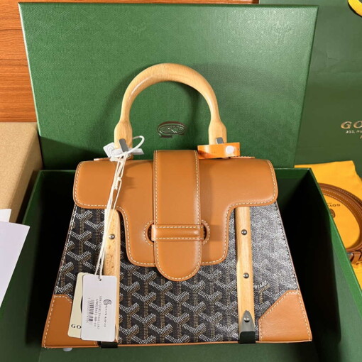 Replica Goyard Sac Saigon Pm Bag BPMLTY07CL07P Black with Brown