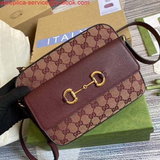 Replica Gucci 645454 Gucci Horsebit 1955 Small Shoulder Bag Wine Red 5