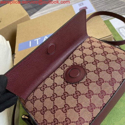 Replica Gucci 645454 Gucci Horsebit 1955 Small Shoulder Bag Wine Red 7