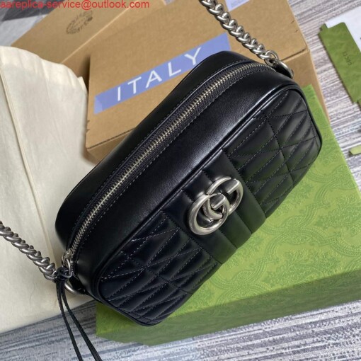 Replica Gucci 447632 GG Marmont matelassé small shoulder bag Black 6