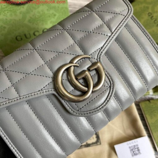 Replica Gucci 474575 GG Marmont mini bag Grey 3