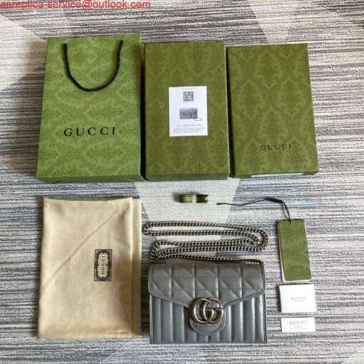 Replica Gucci 474575 GG Marmont mini bag Grey 8