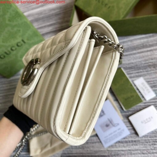 Replica Gucci 474575 GG Marmont mini bag White 4