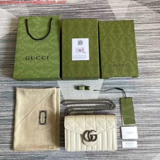 Replica Gucci 474575 GG Marmont mini bag White 8