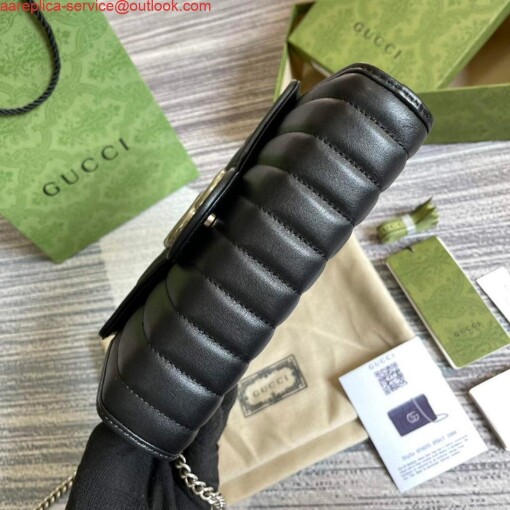 Replica Gucci 474575 GG Marmont mini bag Black 4