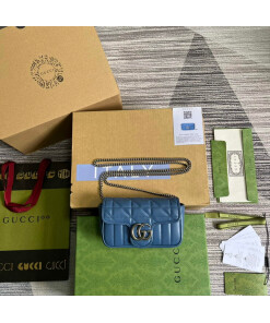 Replica Gucci 476433 GG Marmont Super Mini Bag Blue