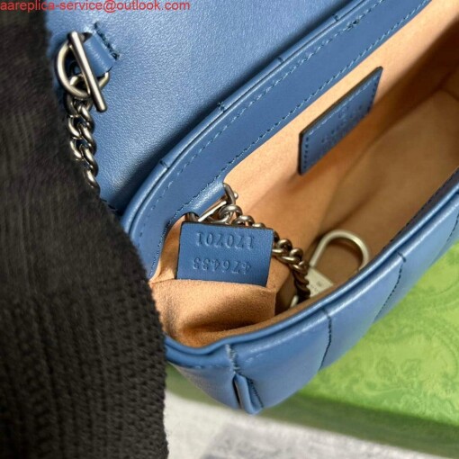 Replica Gucci 476433 GG Marmont Super Mini Bag Blue 8