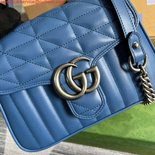 Replica Gucci 583571 GG Marmont mini top handle bag Blue 4