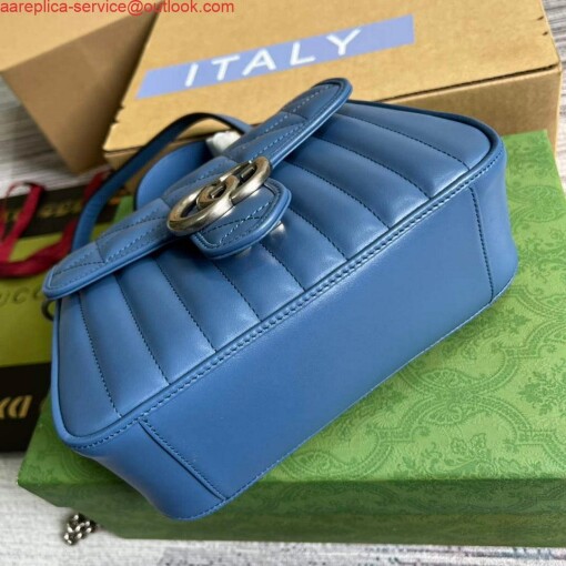 Replica Gucci 583571 GG Marmont mini top handle bag Blue 5