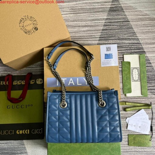 Replica Gucci 681483 GG Marmont small tote bag Blue 8