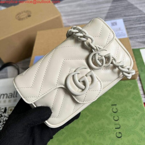 Replica Gucci 699757 GG Marmont Belt Bag White 3