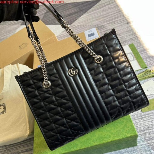 Replica Gucci 675796 GG Marmont medium tote bag Black 3