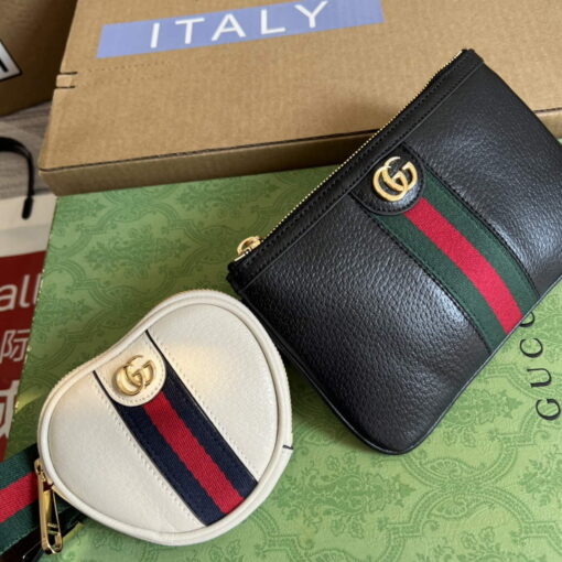 Replica Gucci 698805 Ophidia gg Heart Utility Belt Bag Black and white 3