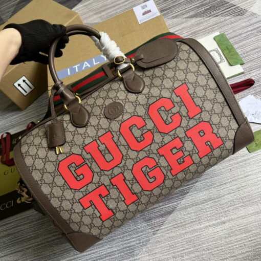 Replica Gucci 687828 Tiger GG Large Duffle Bag Brown 3