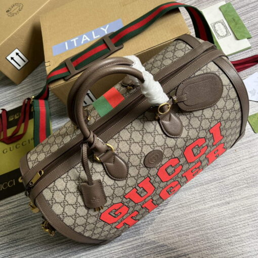 Replica Gucci 687828 Tiger GG Large Duffle Bag Brown 4