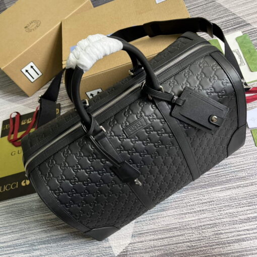 Replica Gucci 406380 GG Embossed Duffle Bag Black 4