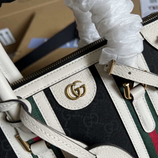 Replica Gucci 715772 Small canvas top handle bag White and Black 4