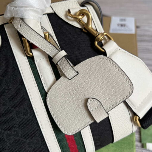 Replica Gucci 715772 Small canvas top handle bag White and Black 5