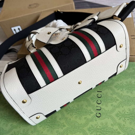 Replica Gucci 715772 Small canvas top handle bag White and Black 6