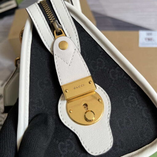 Replica Gucci 715772 Small canvas top handle bag White and Black 7