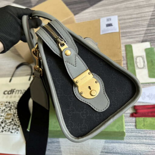 Replica Gucci 715772 Small canvas top handle bag Gray and Black 2