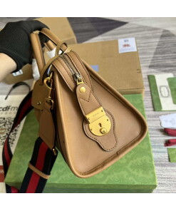 Replica Gucci 715772 Small top handle bag with Double G Light Brown