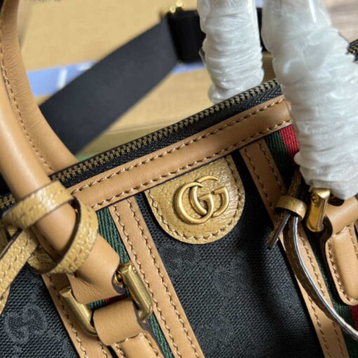 Replica Gucci 715771 Mini canvas top handle bag Light Brown and Black Original GG canvas 4