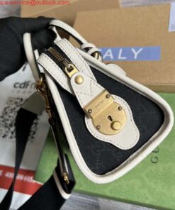 Replica Gucci 715771 Mini canvas top handle bag White and Black Original GG canvas 2