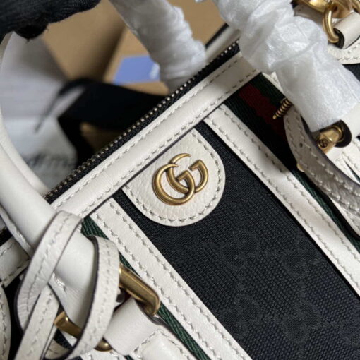 Replica Gucci 715771 Mini canvas top handle bag White and Black Original GG canvas 4