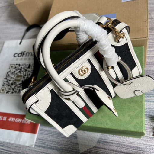 Replica Gucci 715771 Mini canvas top handle bag White and Black Original GG canvas 6