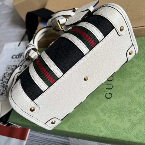 Replica Gucci 715771 Mini canvas top handle bag White and Black Original GG canvas 7