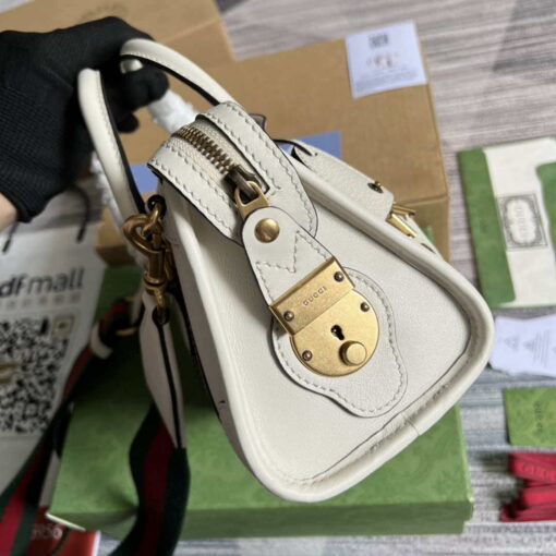 Replica Gucci 715771 Mini top handle bag with Double G White 2