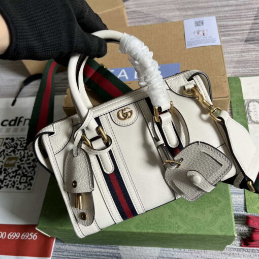 Replica Gucci 715771 Mini top handle bag with Double G White 3